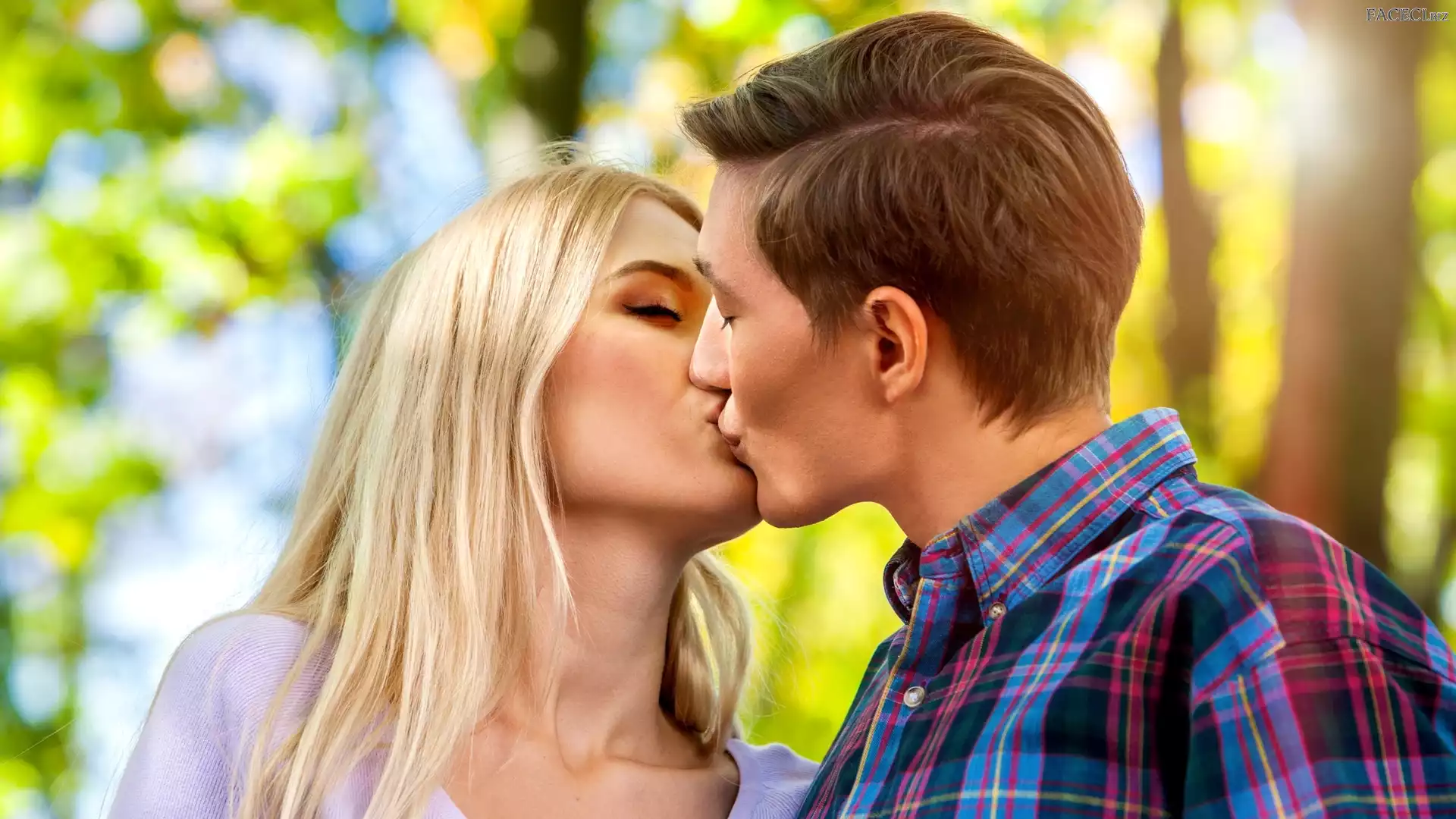 Pocałunek, Miłość, Blondynka, Kobieta, Mężczyzna