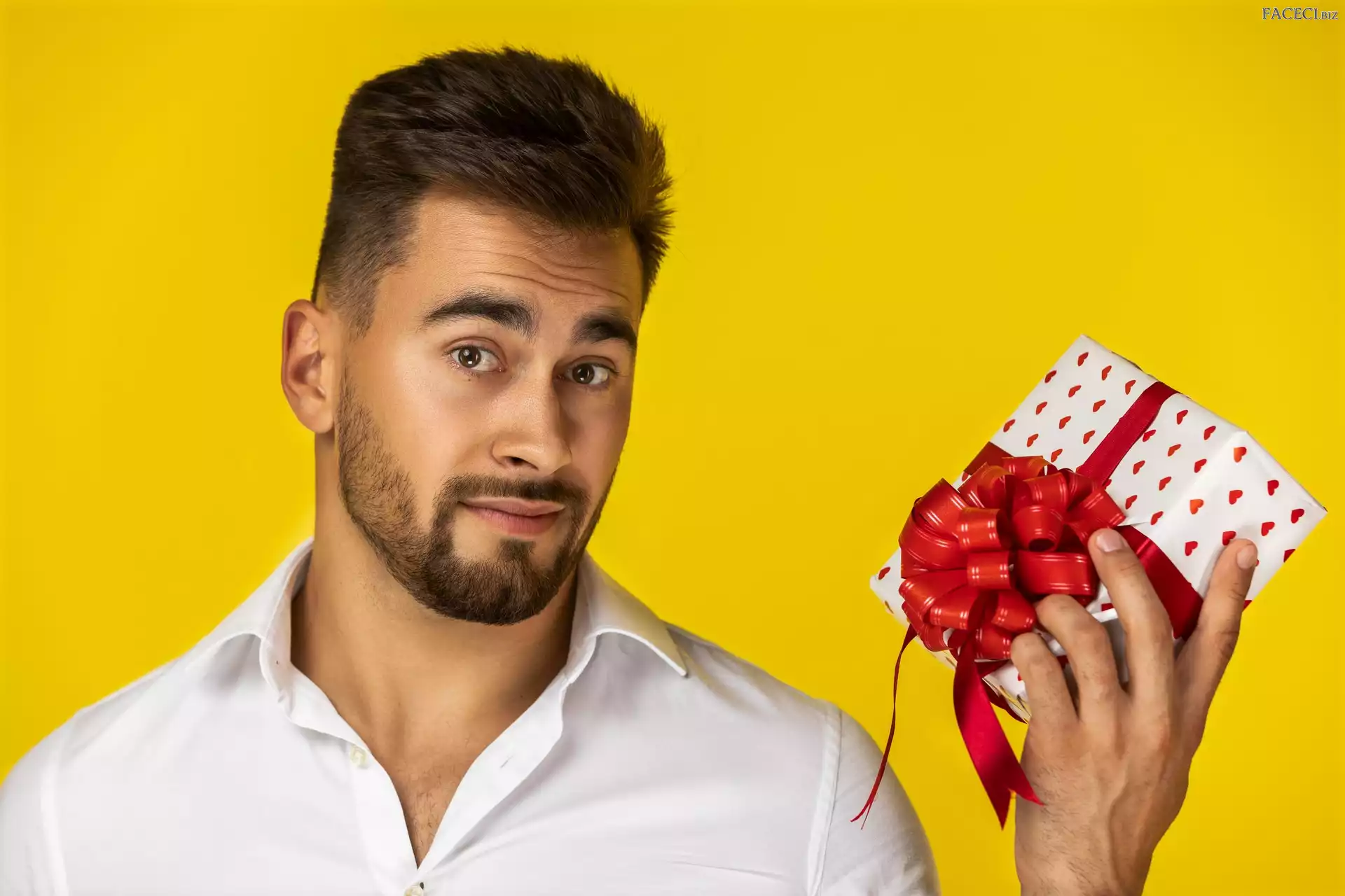 Prezent, Koszula, Zarost, Mężczyzna, Biała