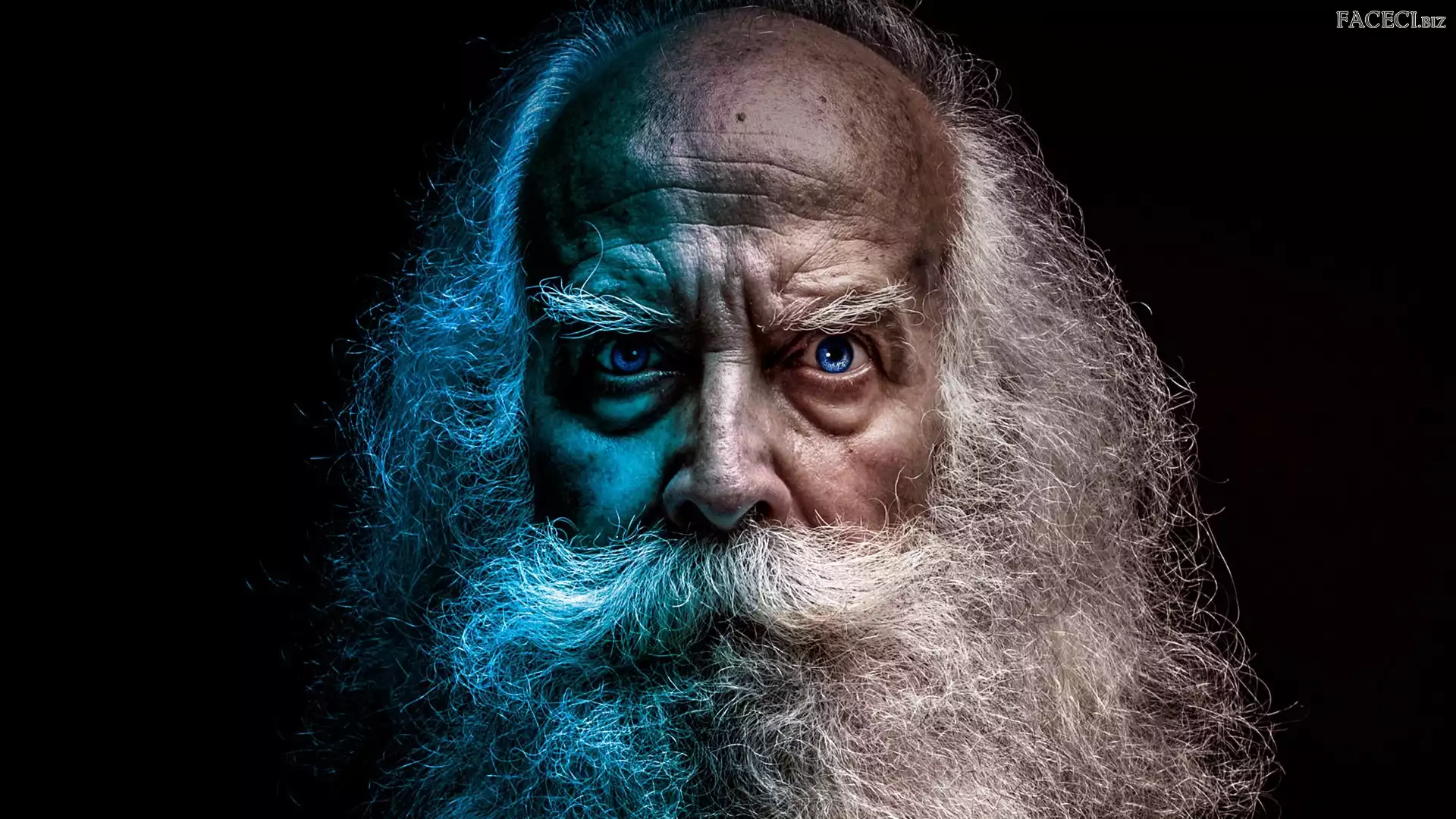 Włosy, Mężczyzna, Oczy, Niebieskie, Siwe, Broda